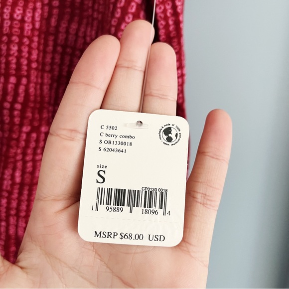 NWT Free People Bali Backpacker Tee - Berry Combo - Picture 6 of 6